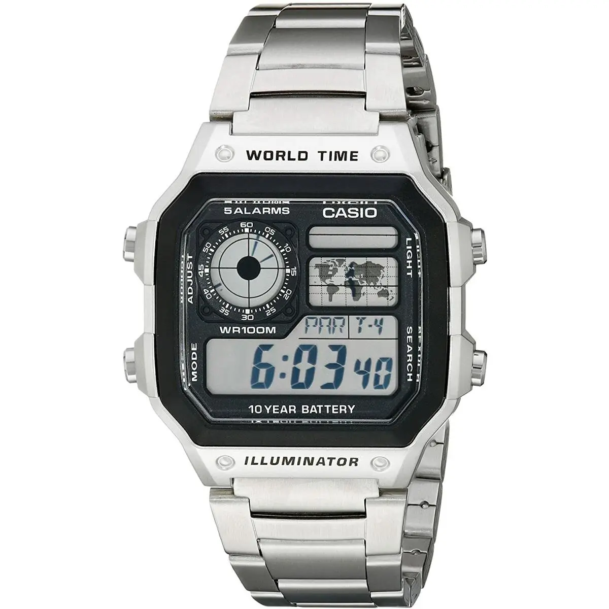 Casio AE1200WHD-1A Men Digital Dial Wristwatch - Silver
