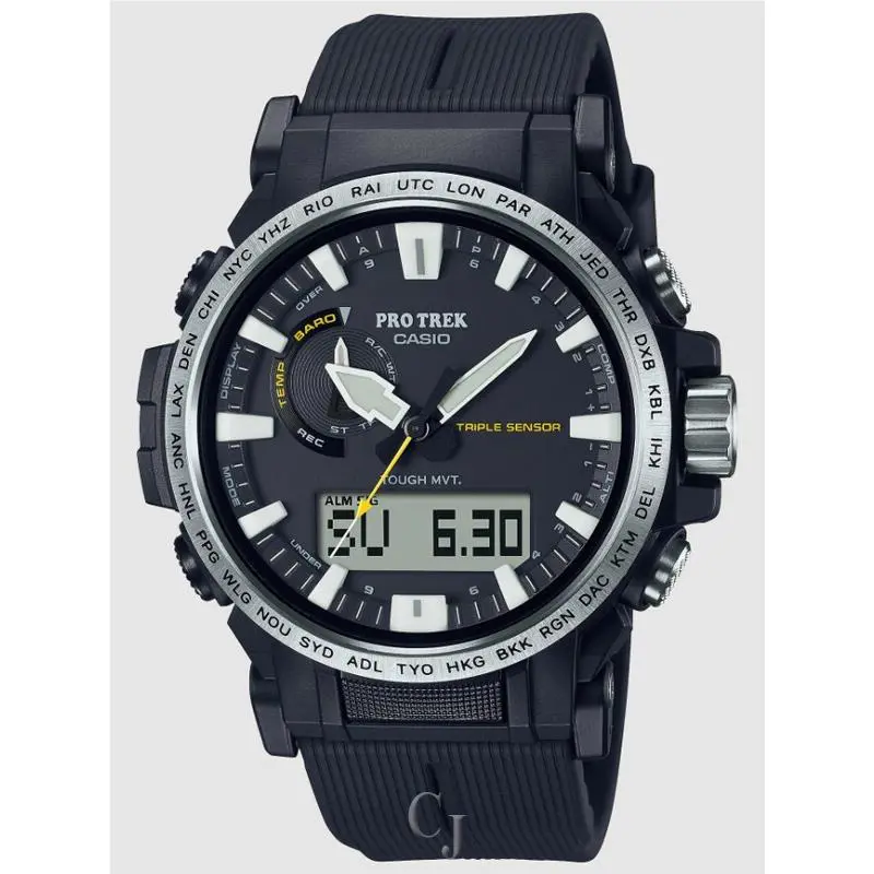 Casio Men`s Pro Trek Tough Solar Triple Sensor 47mm Digital Watch PRW61-1A