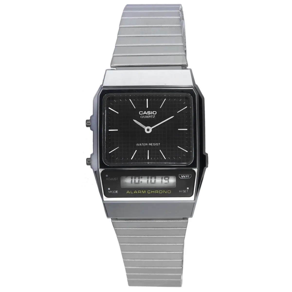 Casio Vintage Analog Digital Black Dial Quartz AQ-800E-1A Unisex Watch - Dial: Black, Band: Silver, Bezel: Black, Silver