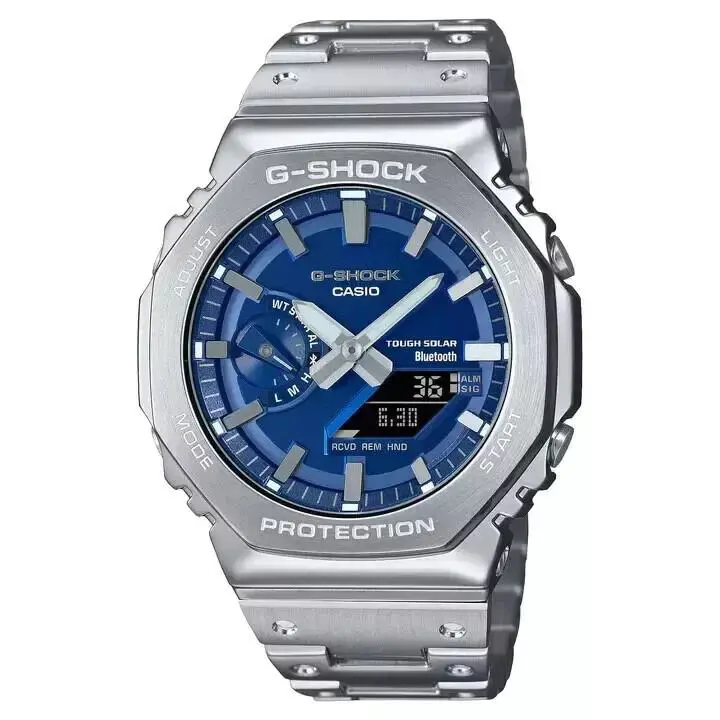G-shock Full Metal 2100 Series Blue Dial/silver Men`s Watch GMB2100AD-2A by Casio