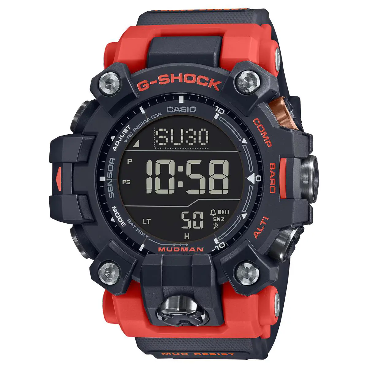 Casio G-shock GW-9500-1A4 Mudman Solar Black and Orange Watch - Dial: Black, Band: Black, Bezel: NA, Black