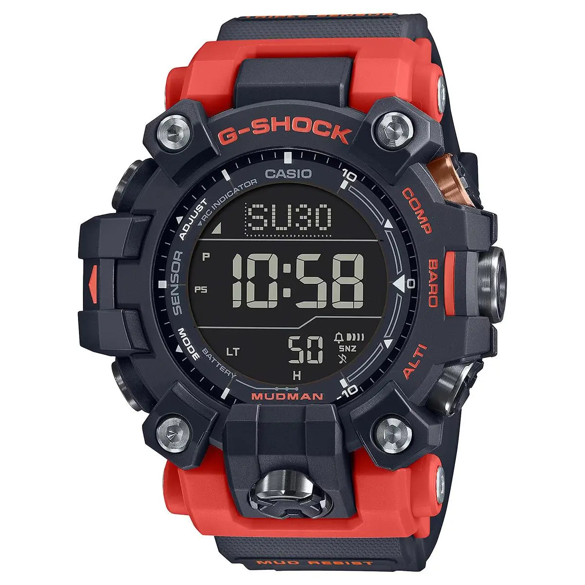 Casio G-shock Mudman Compass Altimeter Barometer Solar Mens Watch GW9500-1A4 - Dial: Black, Band: Black, Bezel: Black