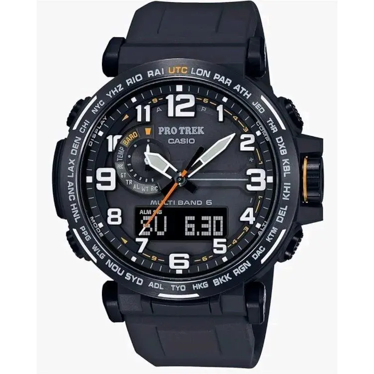 Casio Pro Trek 51.5mm Black Stainless Steel Case Black Silicone PRW6600Y-1A9