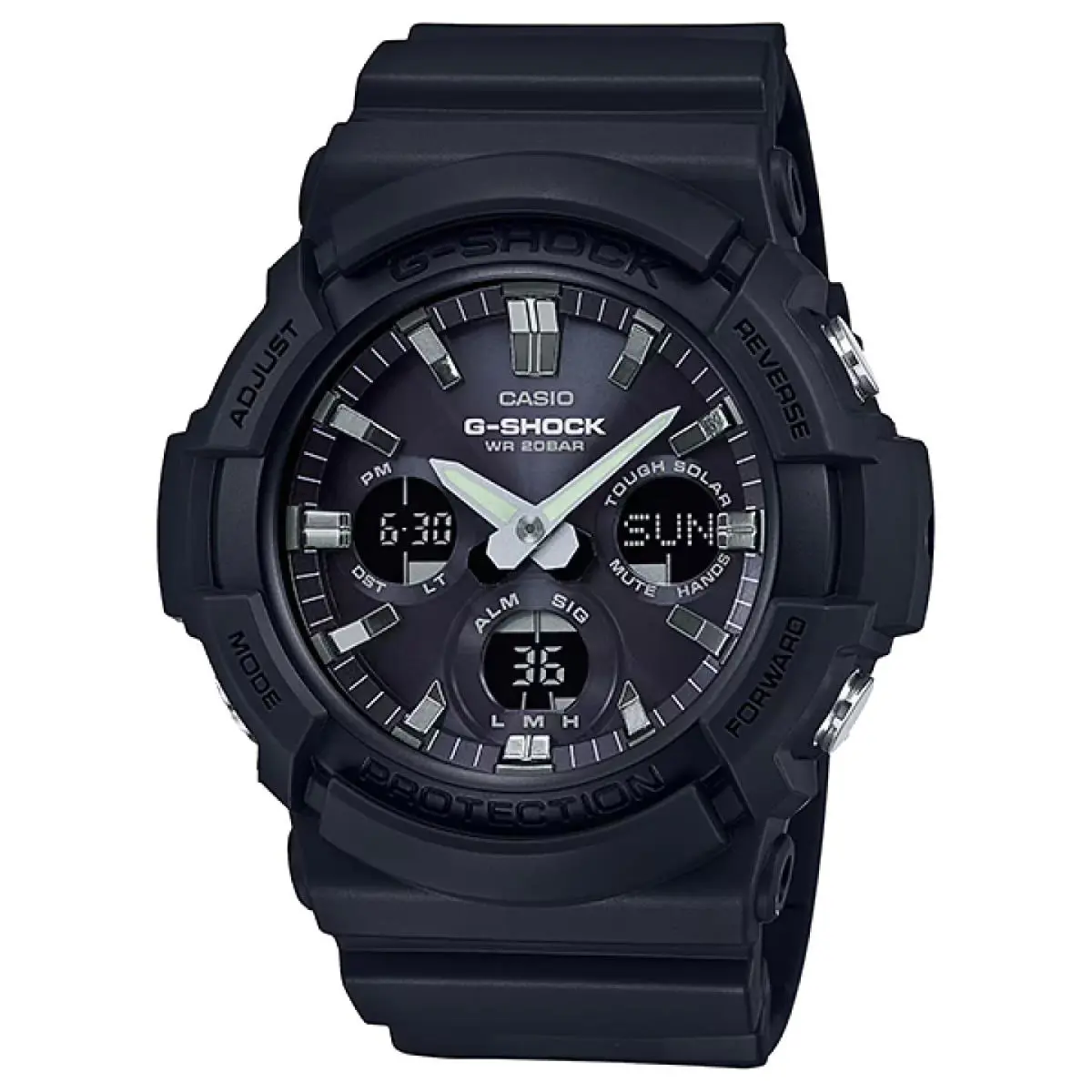 GAS100B-1A Men`s G-shock Tough Solar Black Resin/aluminum Case Watch by Casio