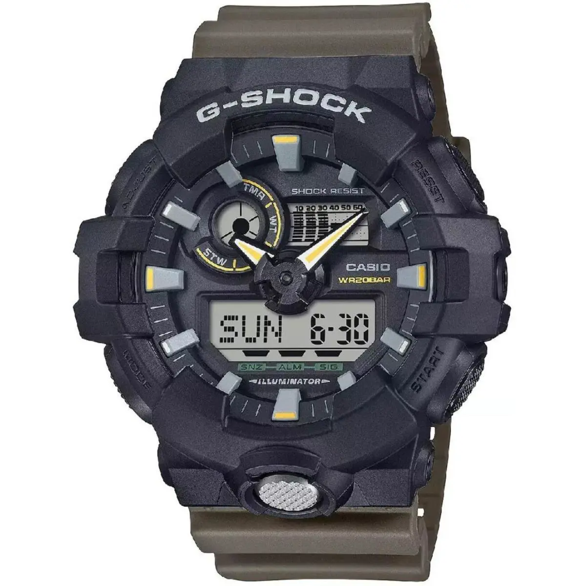 Men`s  G-shock Black Olive Analog Digital Watch GA100TU-1A3 by Casio