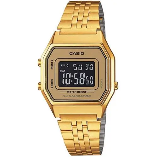 Casio LA680WGA-9B Ladies Gold Tone Digital Stainless Steel Black Classic Watch