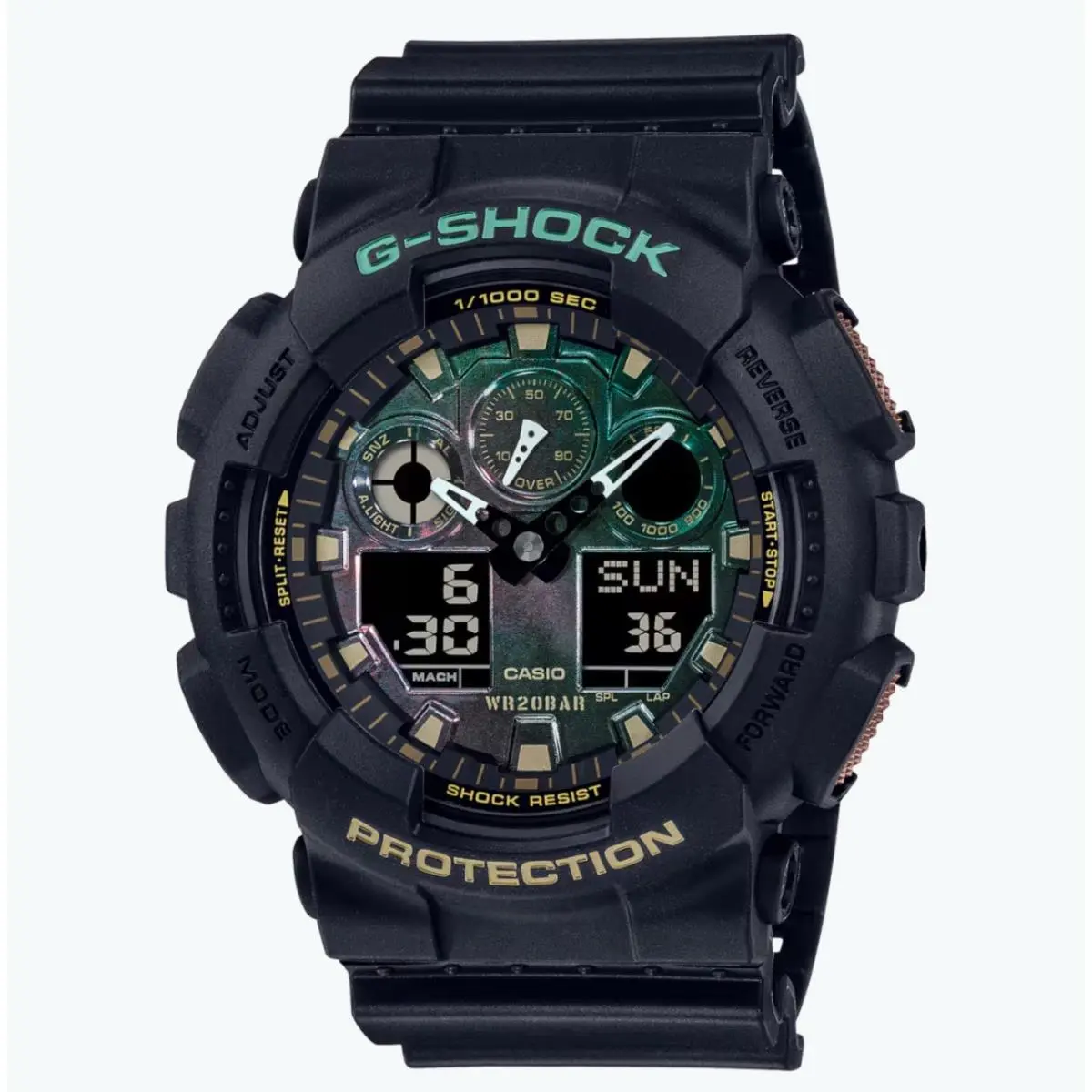 G Shock Analog-digital GA-100 Series GA100RC-1A Multicolor Dial Black Band by Casio