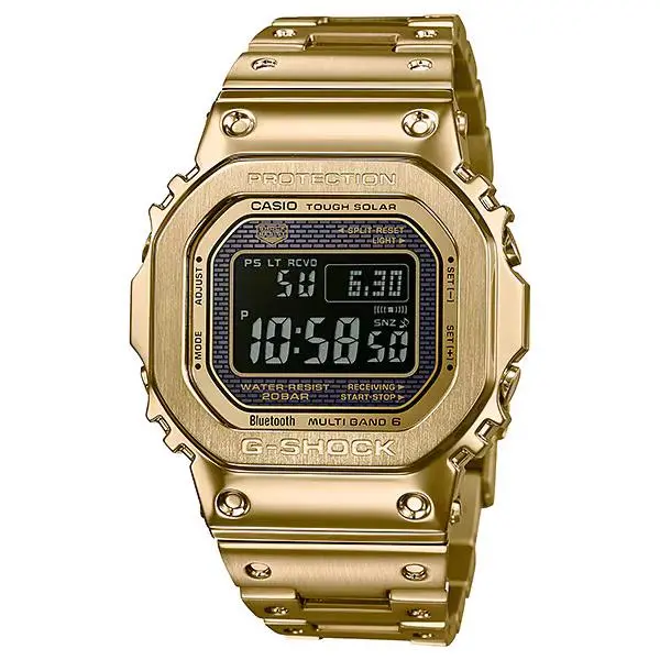 Casio G-shock Full Metal 5000 Gold Bluetooth Digital Mens Watch GMWB5000GD9 - Dial: Black, Band: Gold
