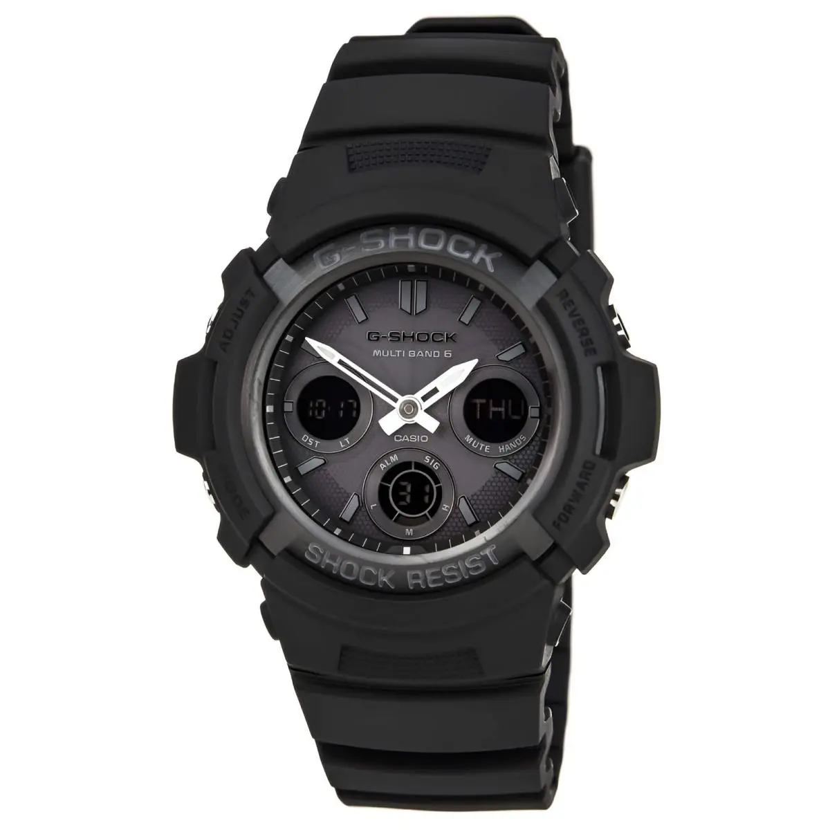 Casio AWGM100B-1A Men`s G-shock Black Resin Tough Solar Atomic Ana-digital Watch - Black, Band: Black