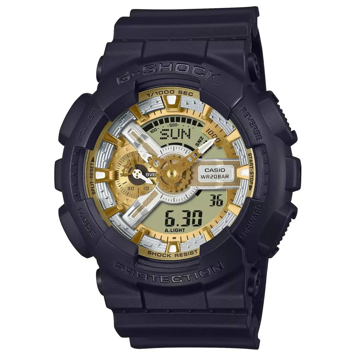 Casio G-shock Analog Digital GA-110 Series Gold Dial Watch GA110CD-1A9 - Dial: Gold, Band: Black, Bezel: Black