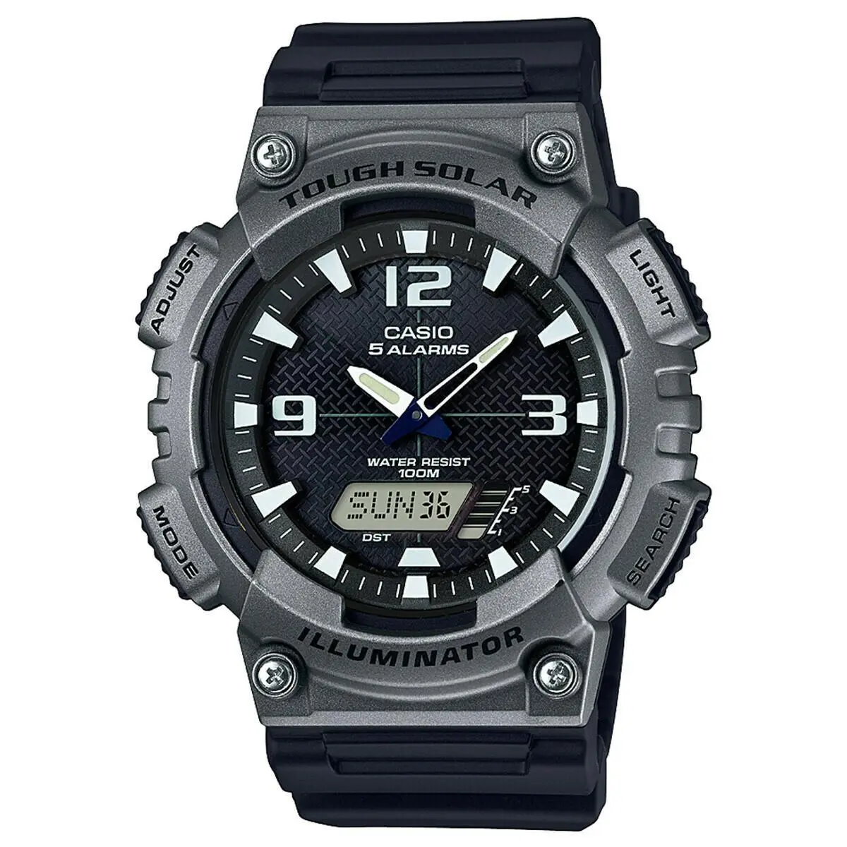 - AQS810W-1A4V - Digital/analog Combo Solar Powered Watch - Black by Casio