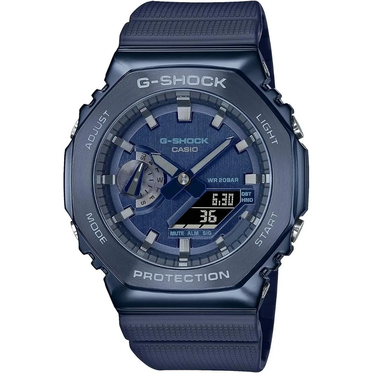 G-shock GM-2100N-2A Metal Bezel Blue Men`s Wristwatch GM-2100 Series by Casio