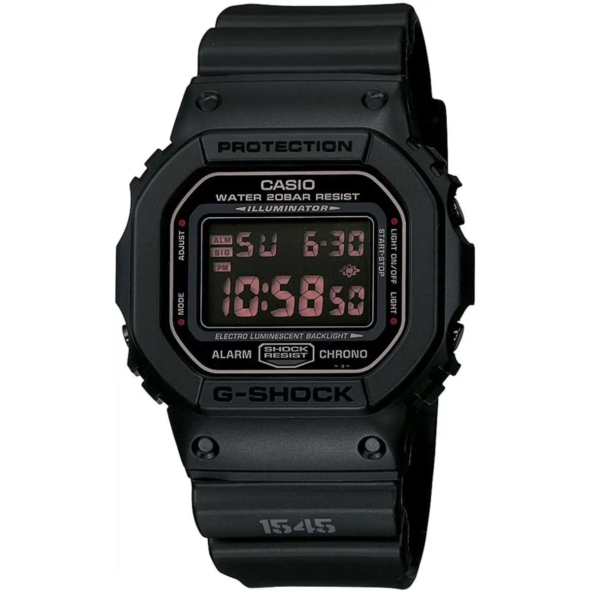 Casio DW5600MS-1 G-shock All Black Military Style Digital Watch LM - Black, Dial: Black, Band: Black