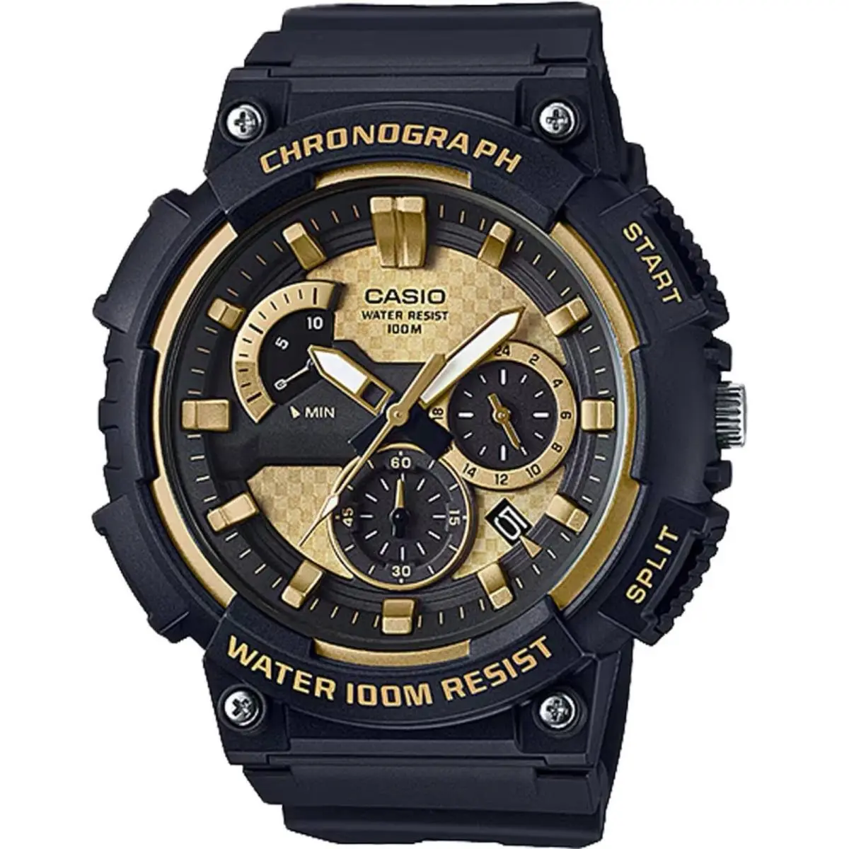 Men`s Watch Chronograph Gold and Black Analog-digital Dial MCW-200H-9AV by Casio