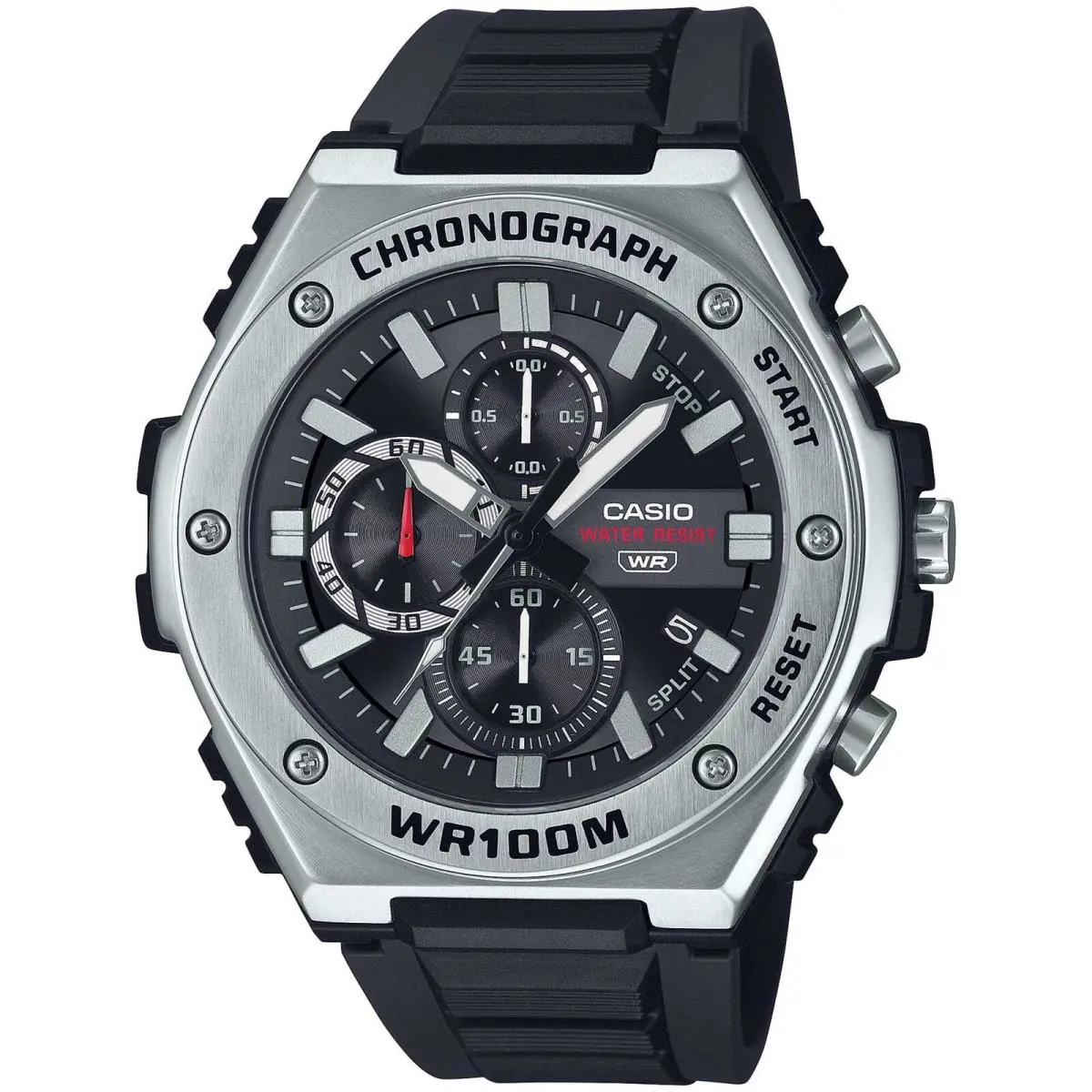 Casio Men`s Watch Chronograph Quartz Black Dial Resin Strap MWA300H-1A