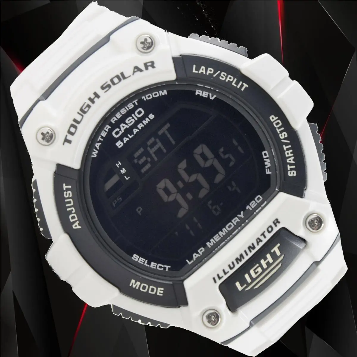 Casio Tough Solar 120-Lap Memory Stopwatch Sports Watch WS-220C-7BV - 