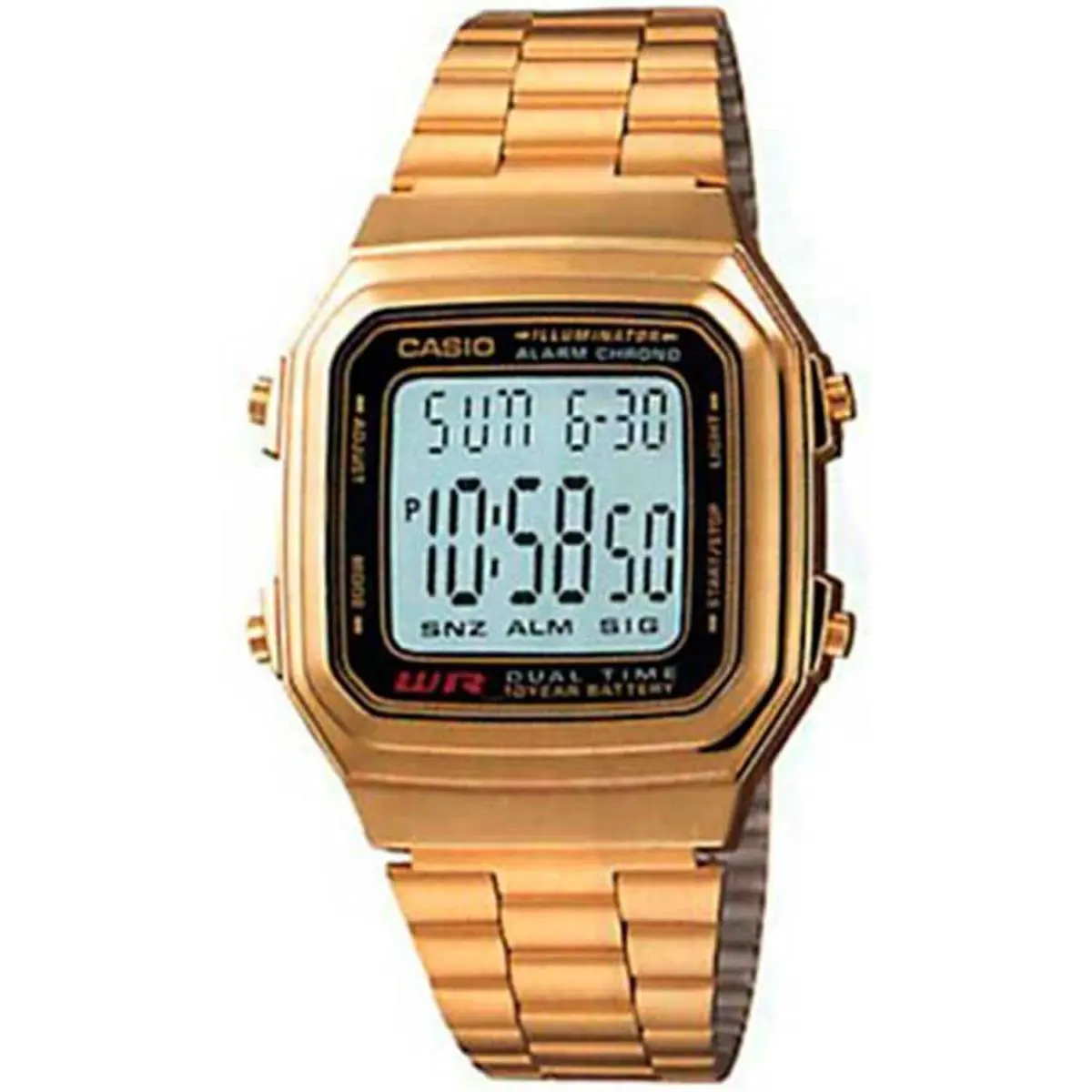 Casual Stainless Steel Bracelet Digital Display Men`s Watch A178WGA-1ADF by Casio