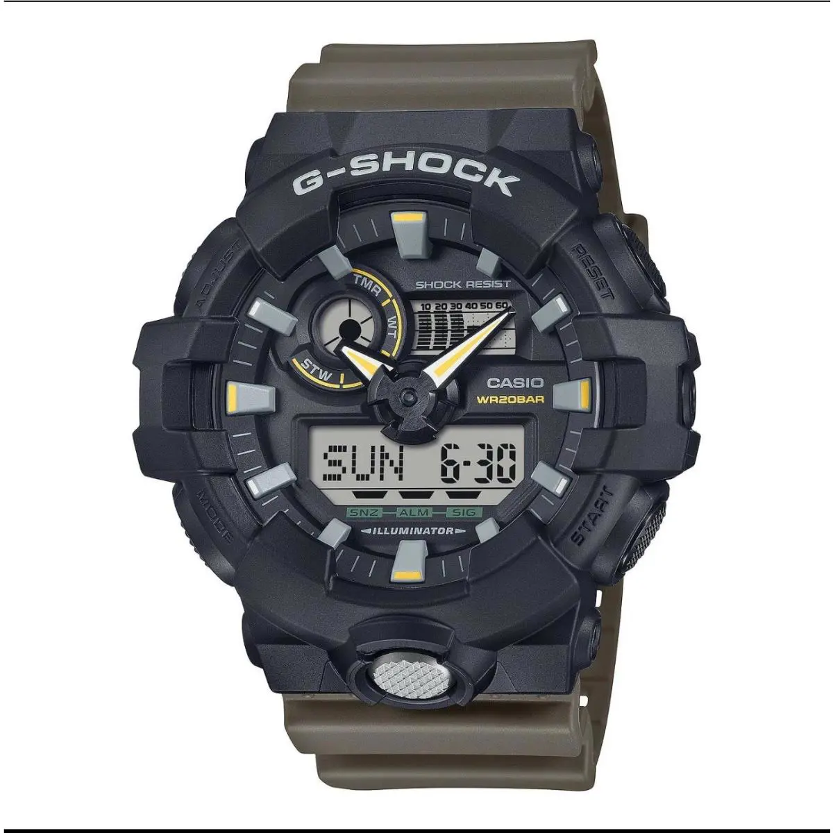 Casio G-shock Black Dial Green Band Analog/digital 700 Series GA-710TU-1A3