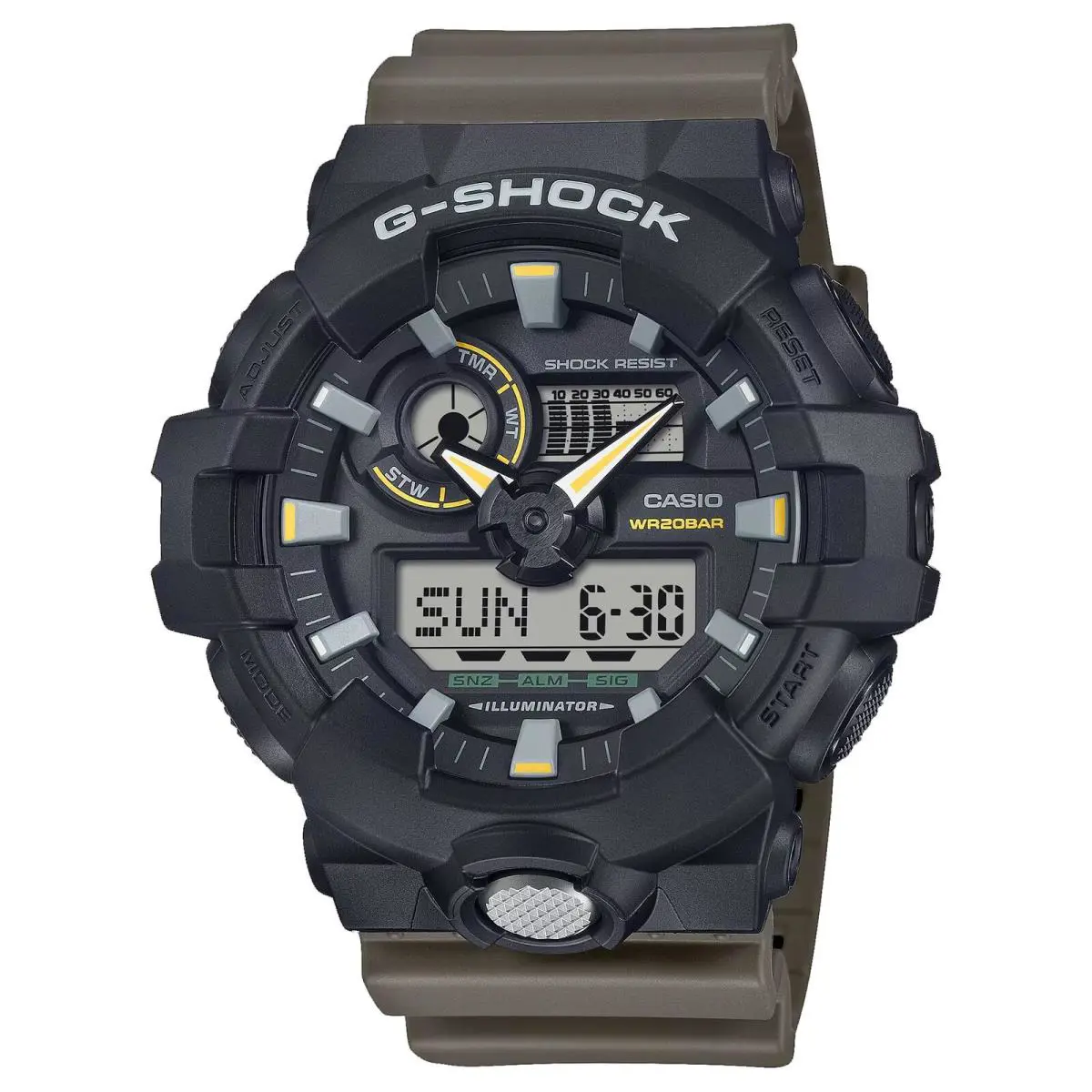 G-shock Utilitarian Black Olive Green Digital Analog Watch GA-710TU-1A3 by Casio