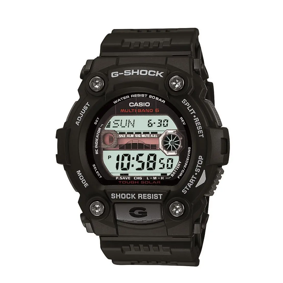 Casio G-shock Men`s Tough Solar Multi-band 6 Black Resin 50mm Watch GW7900-1