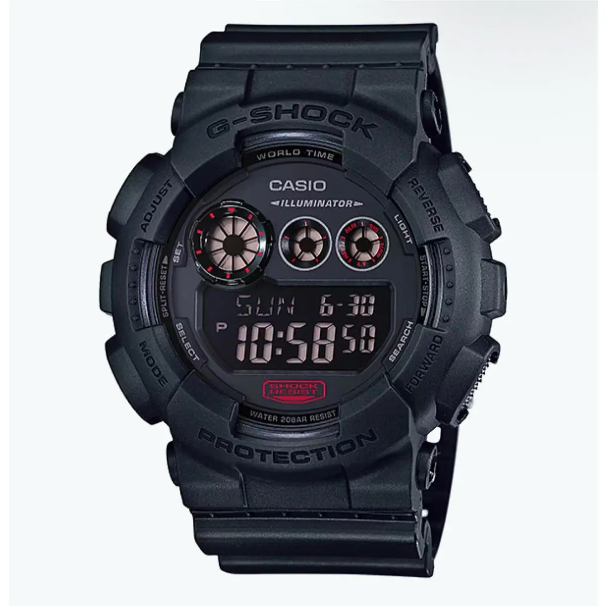 GD120MB-1 Digital Black Dial Black Rubber Band by Casio
