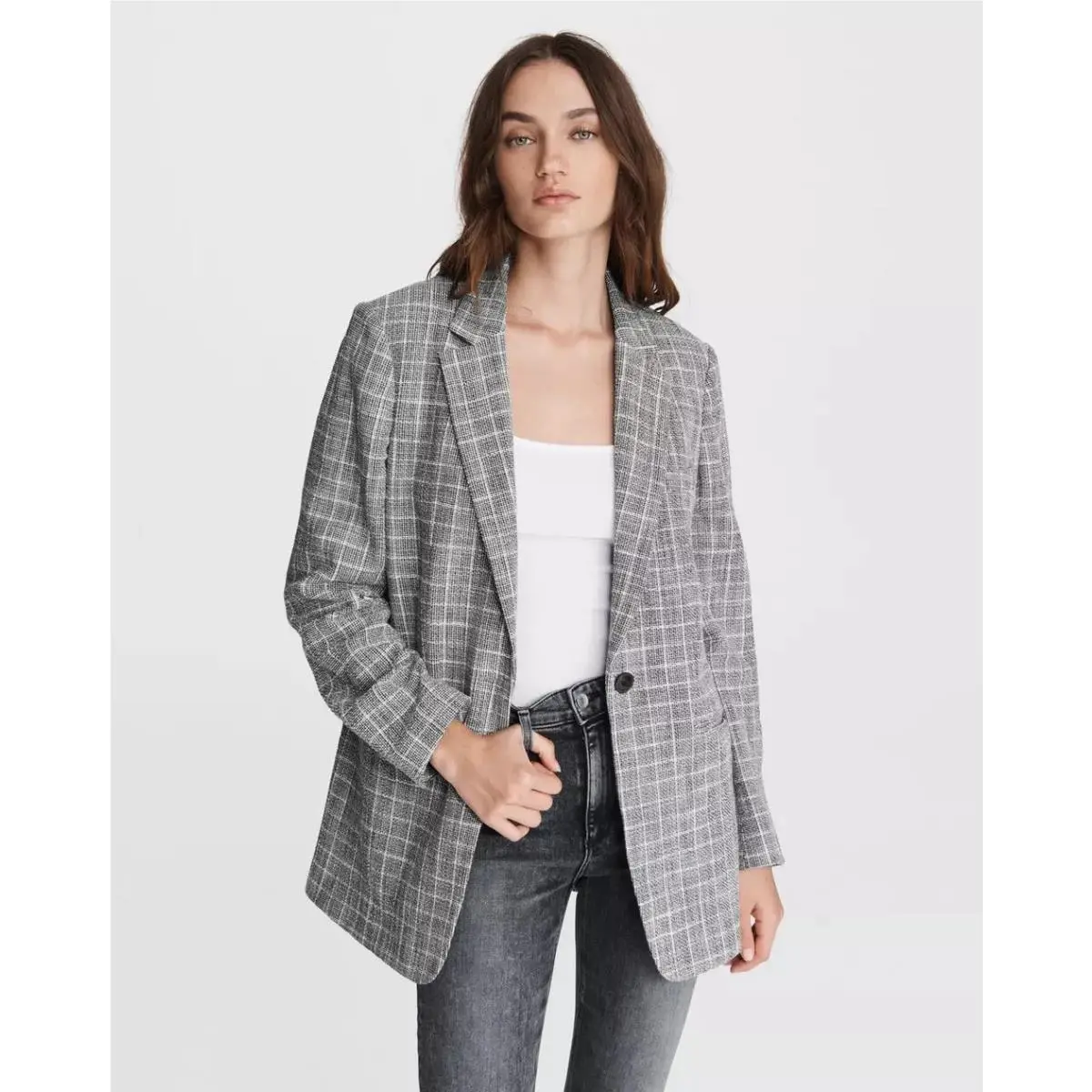 Rag and Bone waw21F40225322 Grey Check Deconstructed Check Ames Size 4