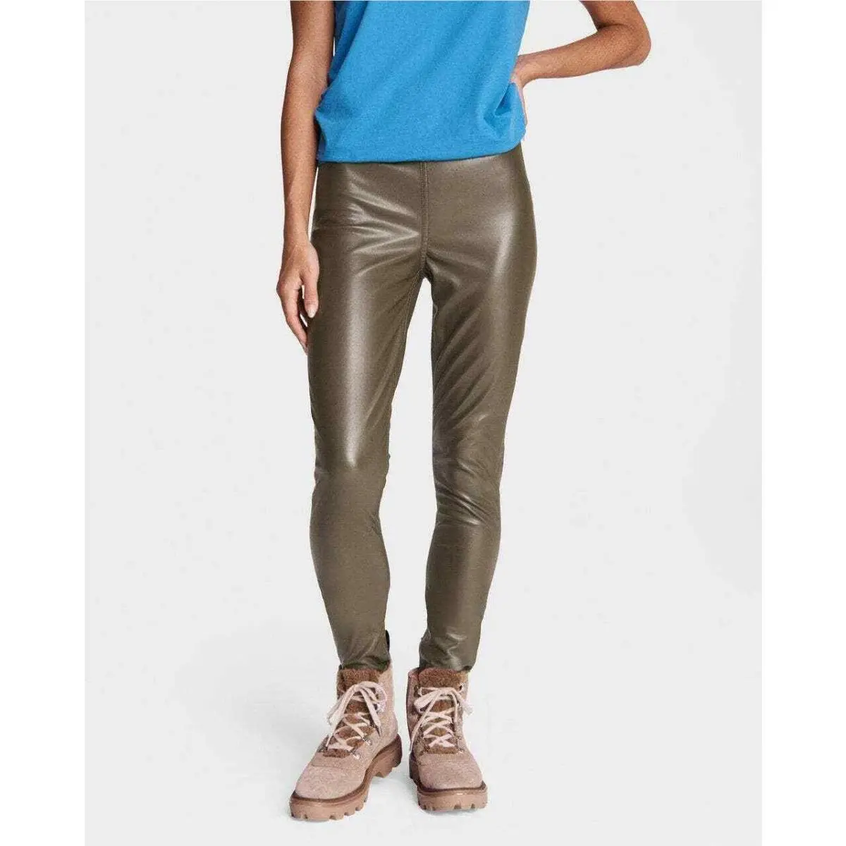 Rag Bone Army Green Nina Leather Pull On Skinny Pant Size Xxs