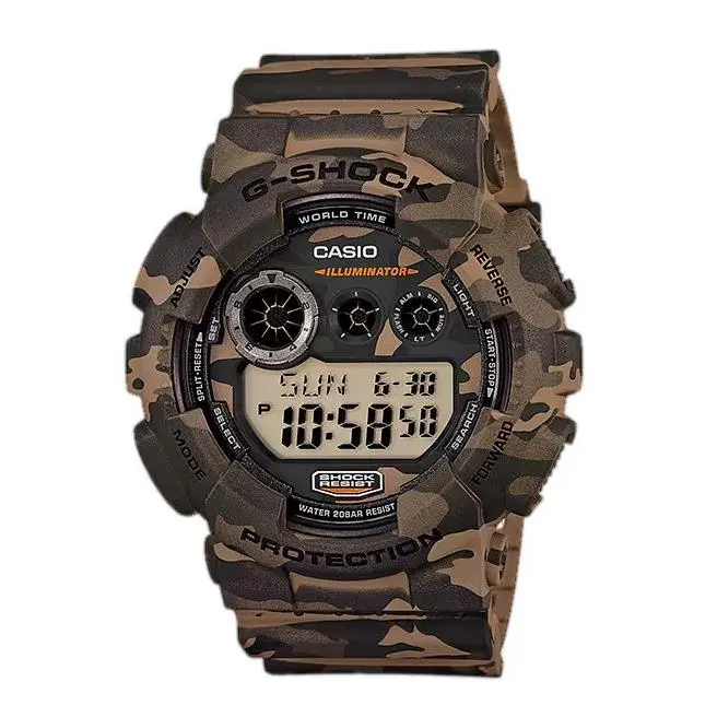 Casio G-shock GD120CM-5 Men`s XL Super Led 3-Eye Military Camo Digital Watch - Dial: Black, Band: Multicolor, Bezel: Black