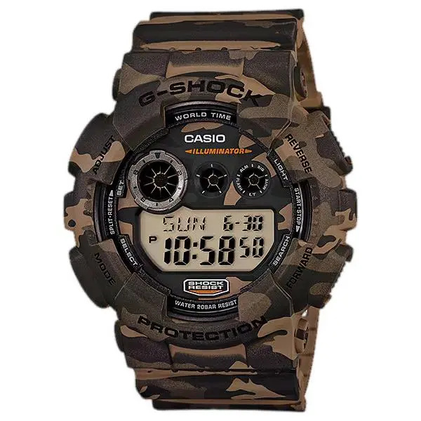 Casio G-shock GD120CM-5 Camouflage Digital Mens Watch - Band: Multicolor, Bezel: Brown