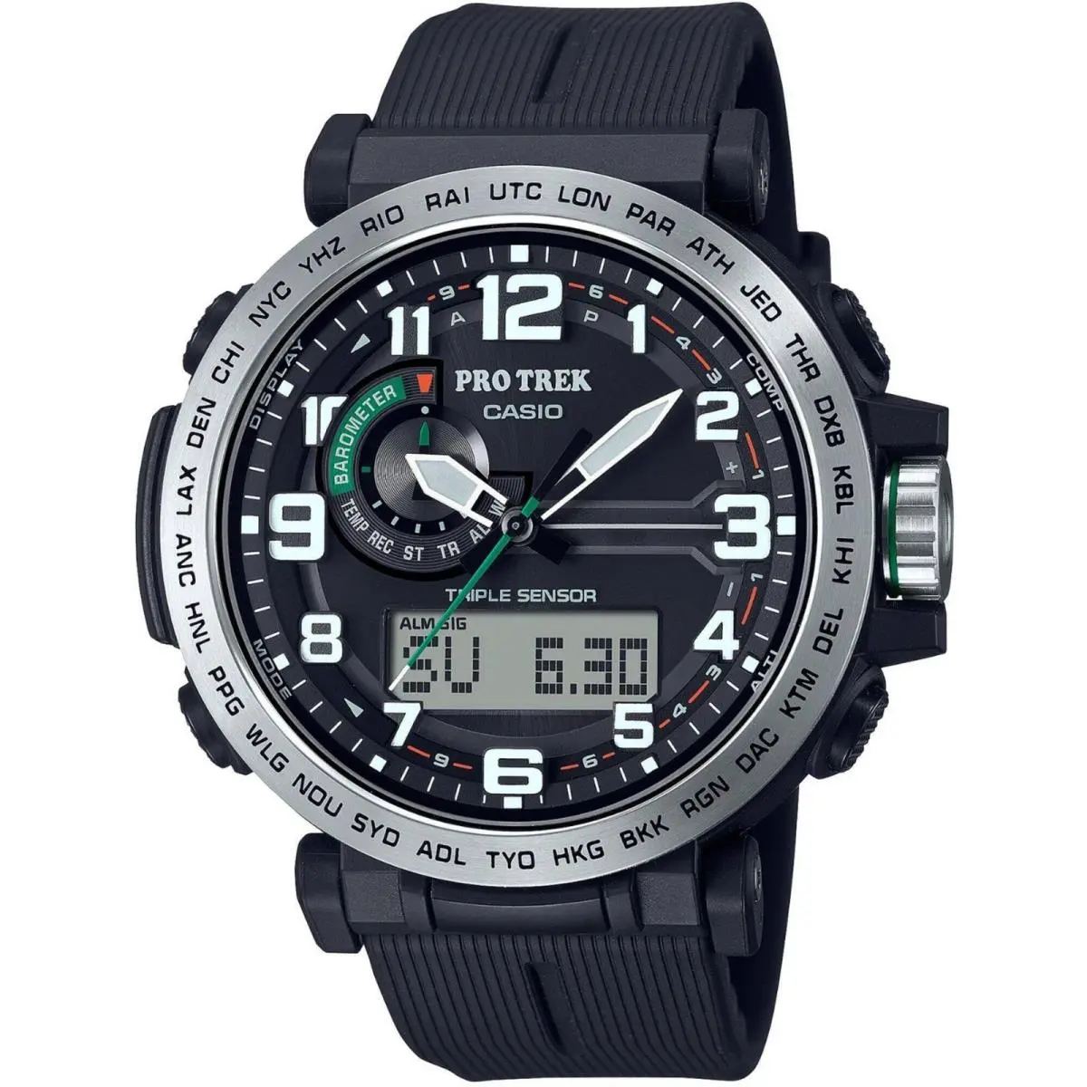 Men`s Watch Pro Trek Alarm Black and Grey Analog-digital Dial PRG601-1 by Casio