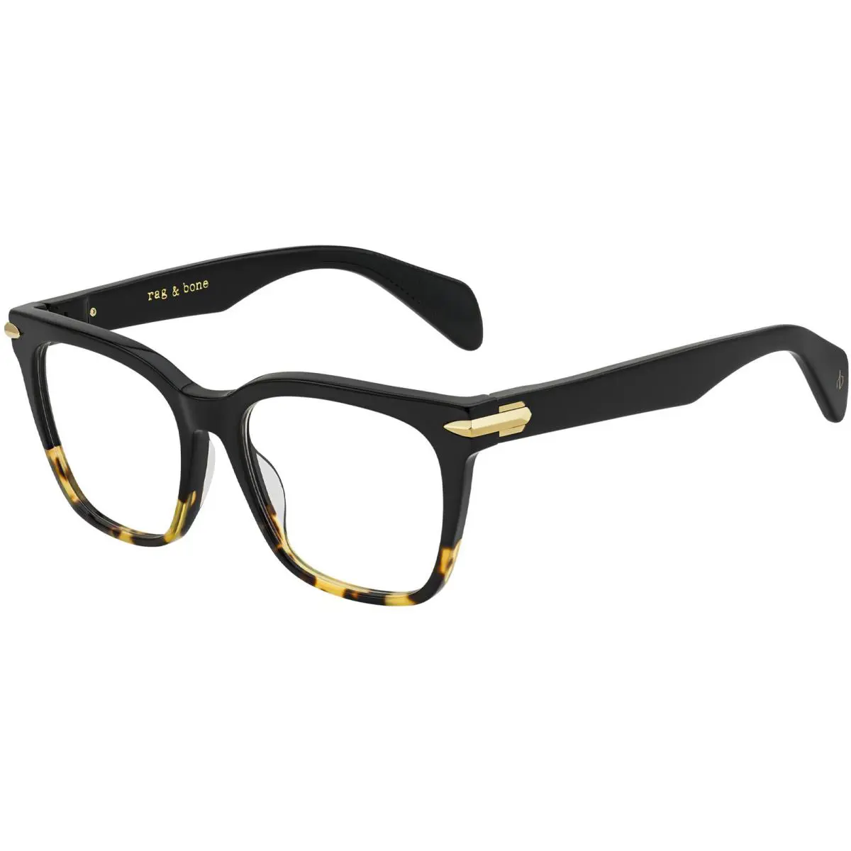 Rag Bone Women`s Black Square Eyeglass Frame w/ Unique Hinges RNB3015 0807 17 - Frame: Black