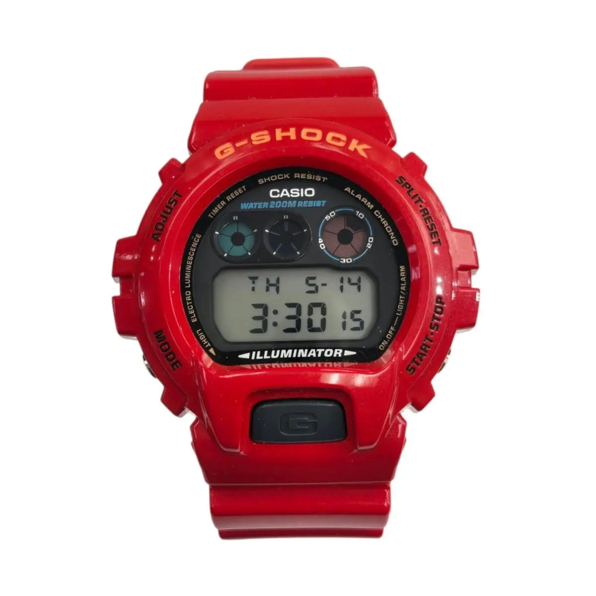 Casio G Shock Watch Classic DW6900 w Glossy Red Band Bezel - Dial: Black, Band: Red, Bezel: GLOSSY RED