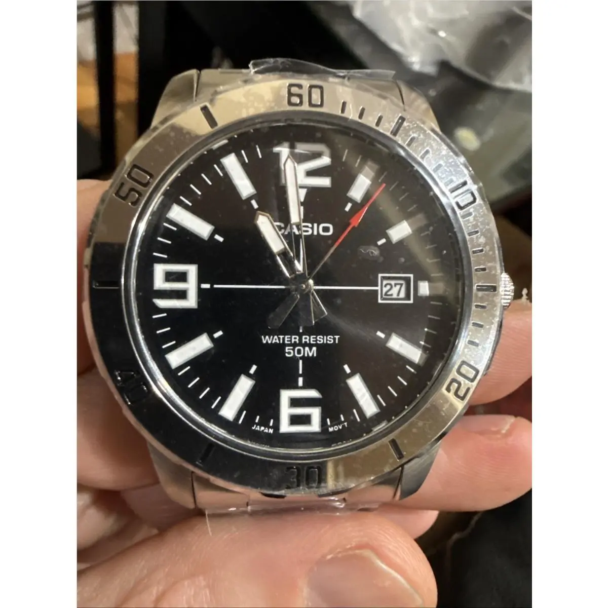Casio MTP-VD01D-1EV Men`s Enticer Stainless Steel Black Dial Casual Sport Watch - Dial: Black, Band: Silver, Bezel: Silver