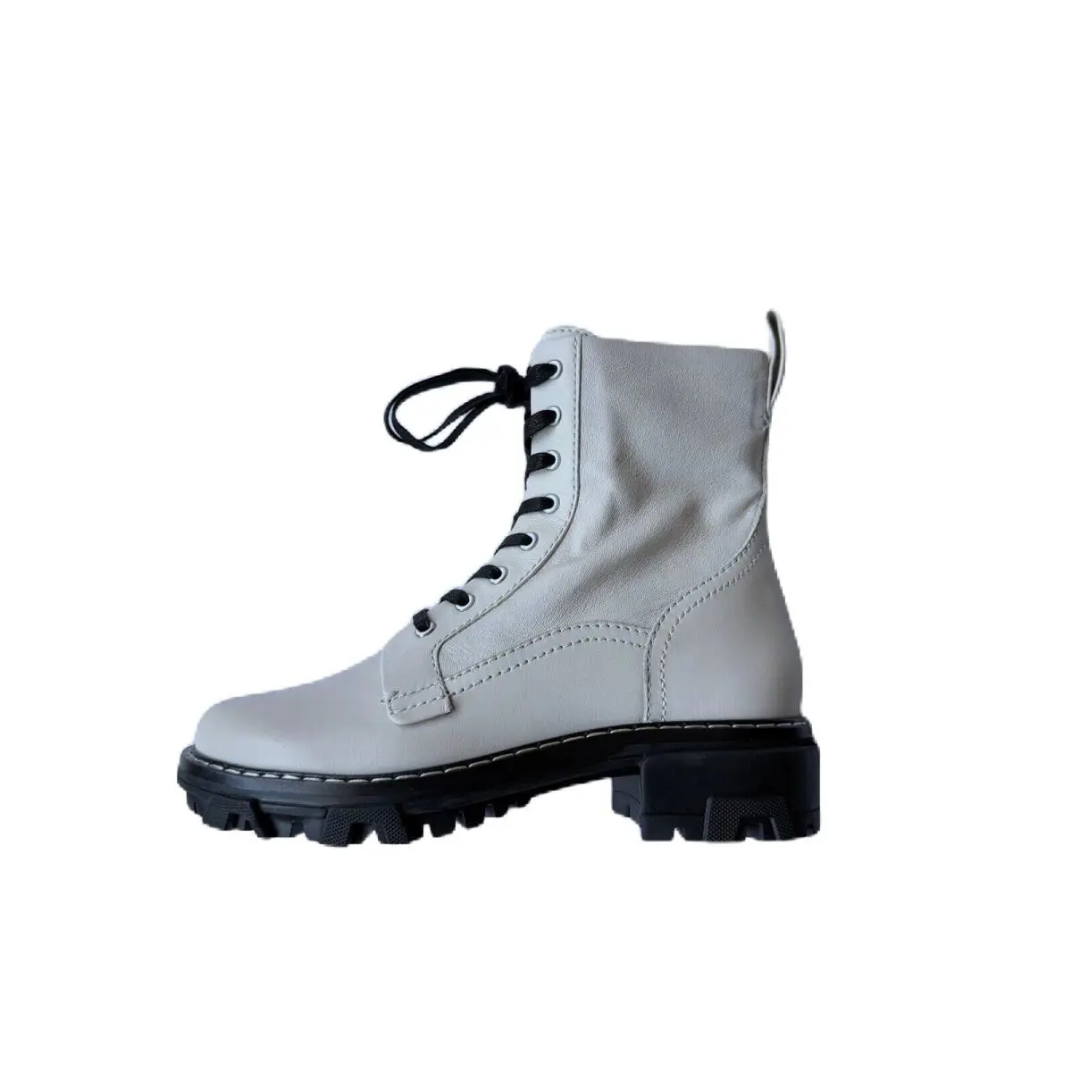 Rag Bone Shiloh Combat Boots in Antique White Leather Woman Size 10 - Ivory