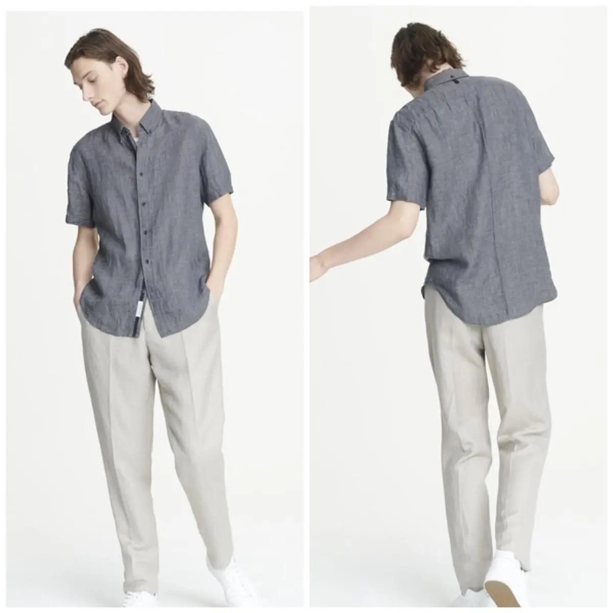 Rag Bone Fit 2 Tomlin Button Down Short Sleeve Shirt In Grey Size: S