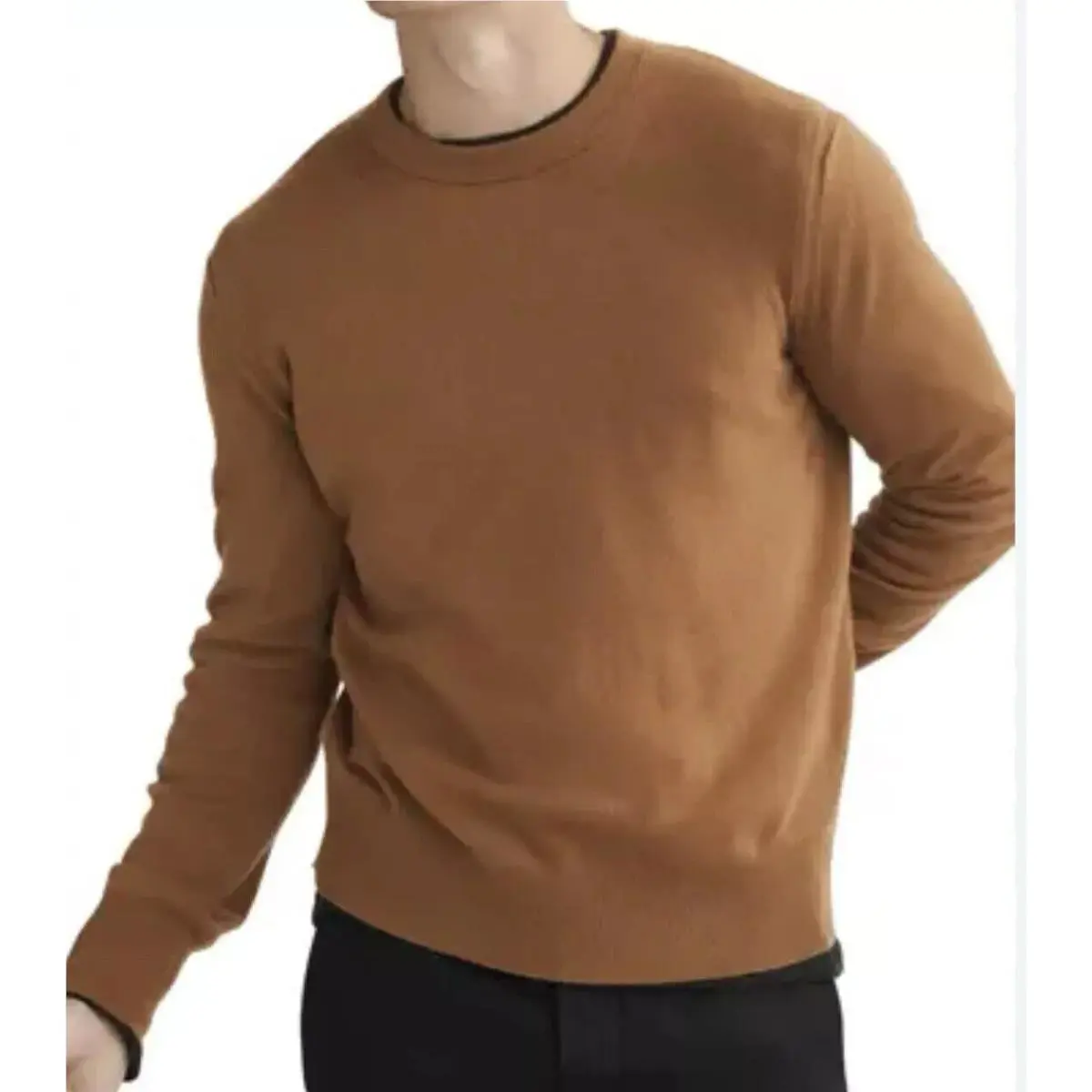 Men`s Rag Bone Lightweight Paul Cashmere Crew Sweater Camel Sz L