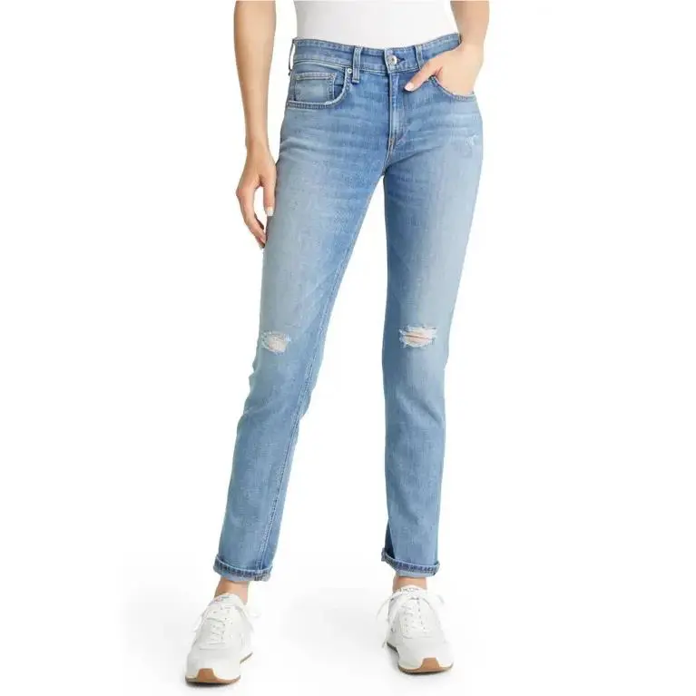 Rag Bone Dre Low Rise Ankle Slim Blue Boyfriend Jeans L23317 Woman`s Size 27
