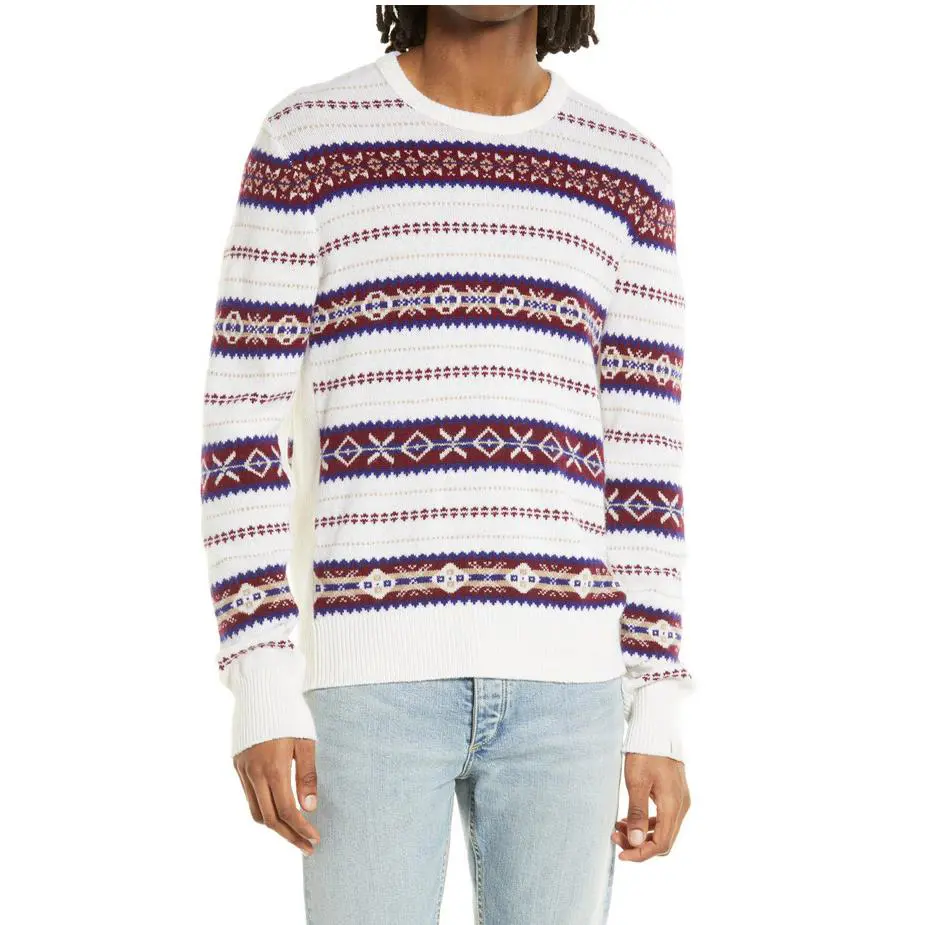Rag Bone Wesley Fair Isle Wool Crew Neck Sweater Multi Size M