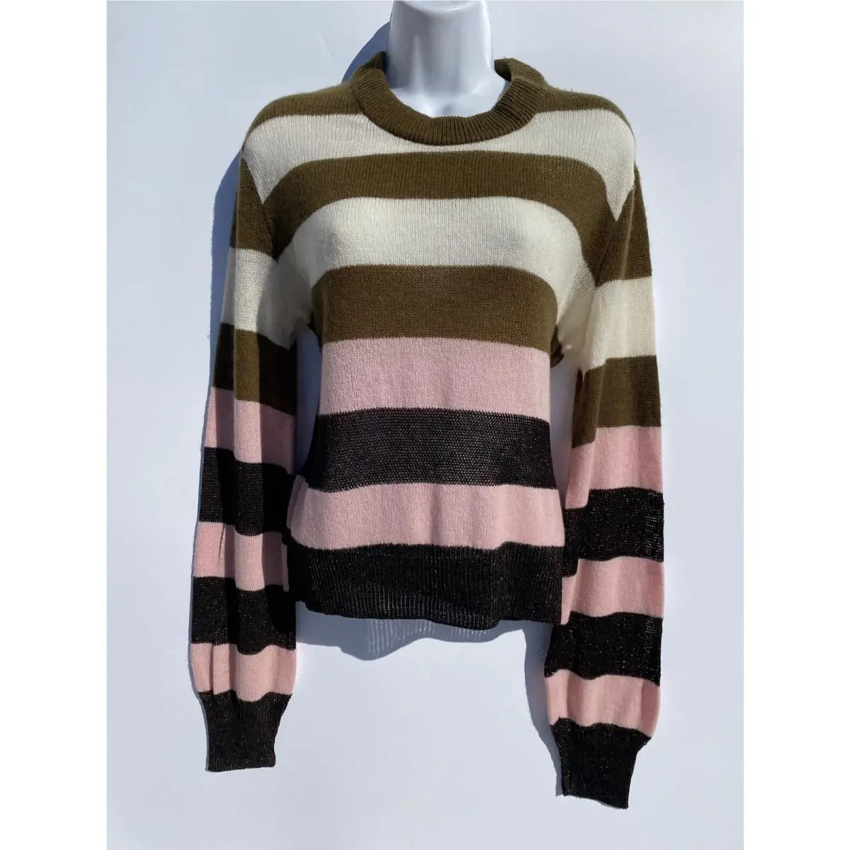 Rag Bone Annika in Pink Multi Striped Knit Cashmere Blend Sweater S