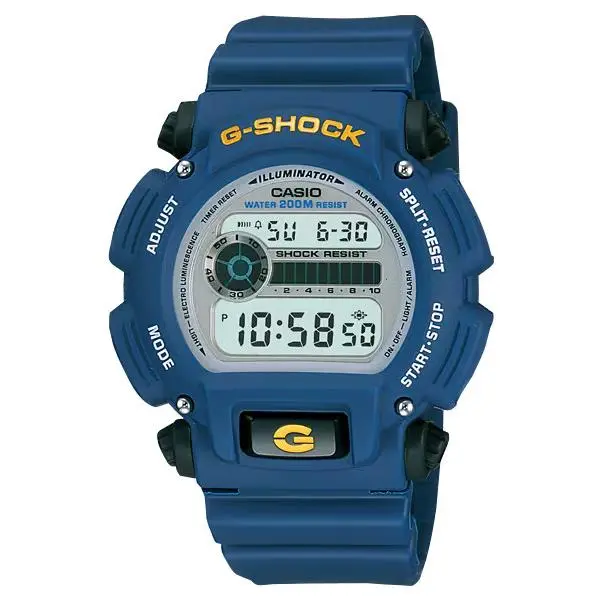 Casio DW9052-2V G-shock Chronograph Watch Blue Resin Band Alarm 200 Meter WR - Dial: Black, Band: Blue