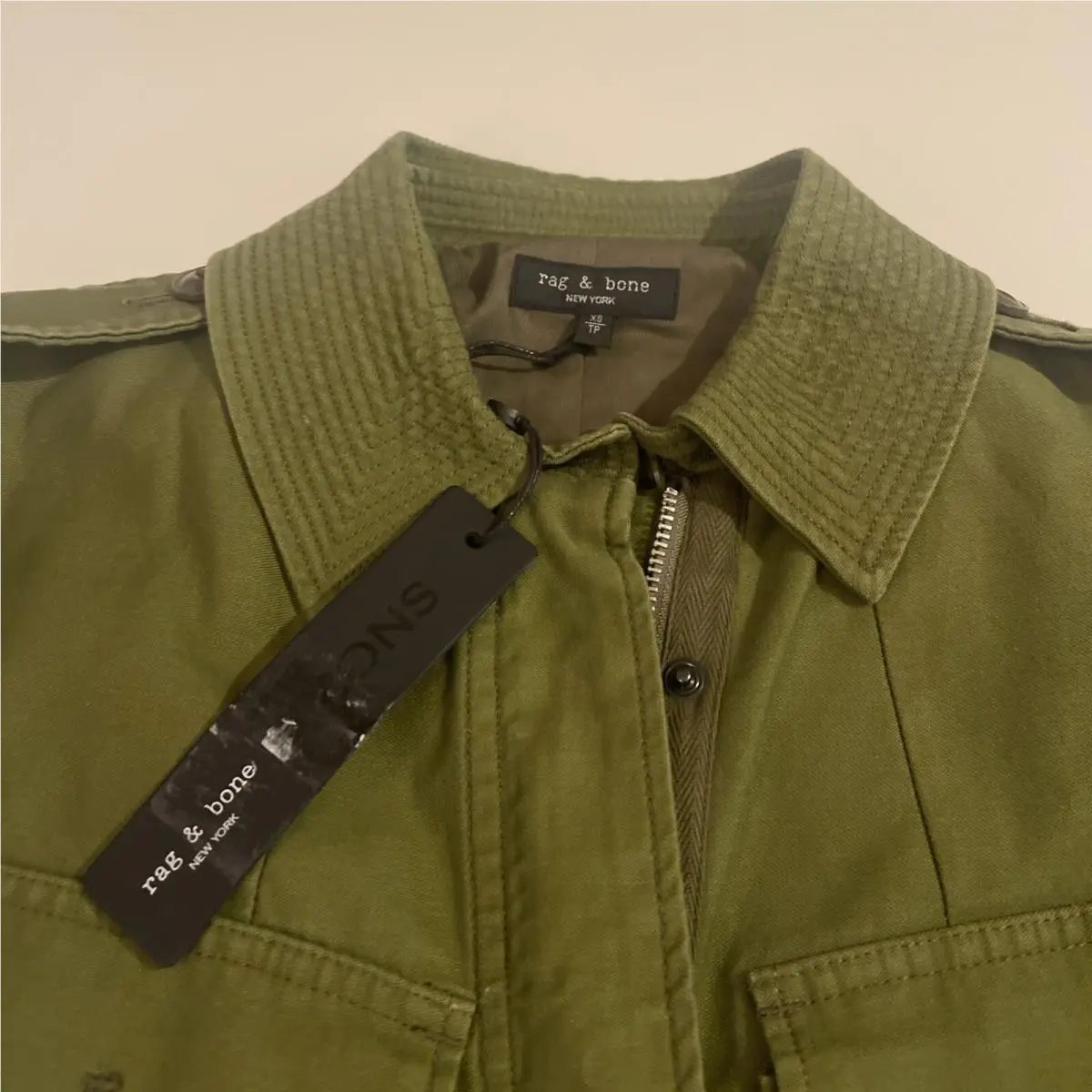 Rag Bone Womens Lorenz Green Collared Utility Jacket Outerwear XS Bhfo 4423