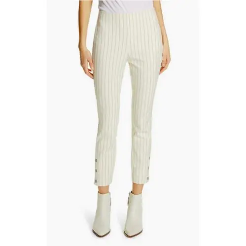 Rag Bone Simone Pinstripe Snap-cuff Pants Ivory/black 12 by Rag & Bone