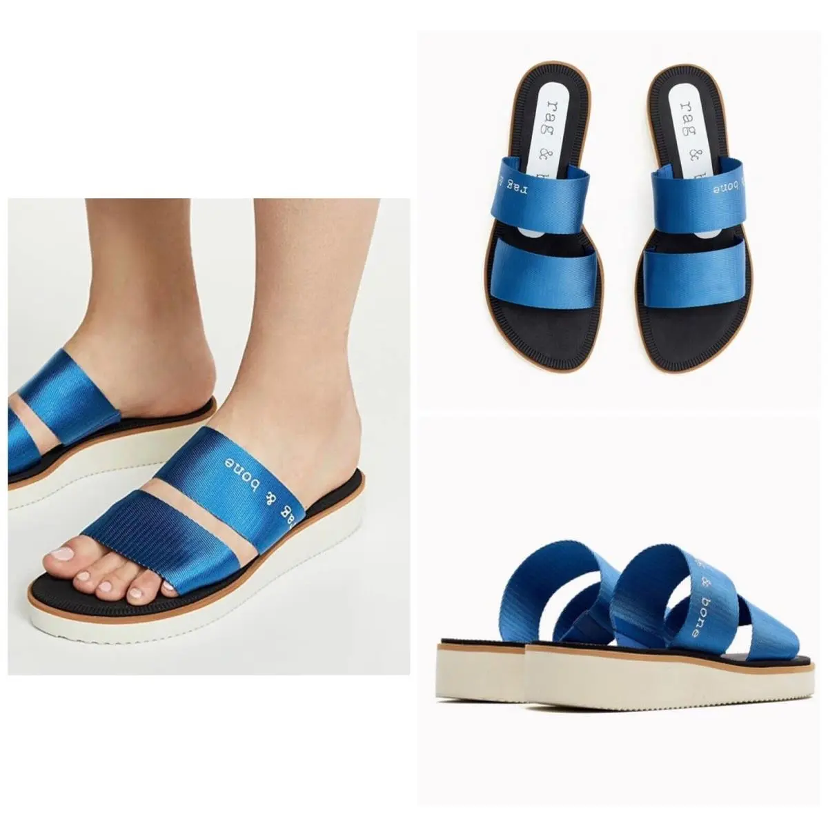 Rag Bone Mila Slip On Sandal In Bright Cobalt Size: 37 US 7
