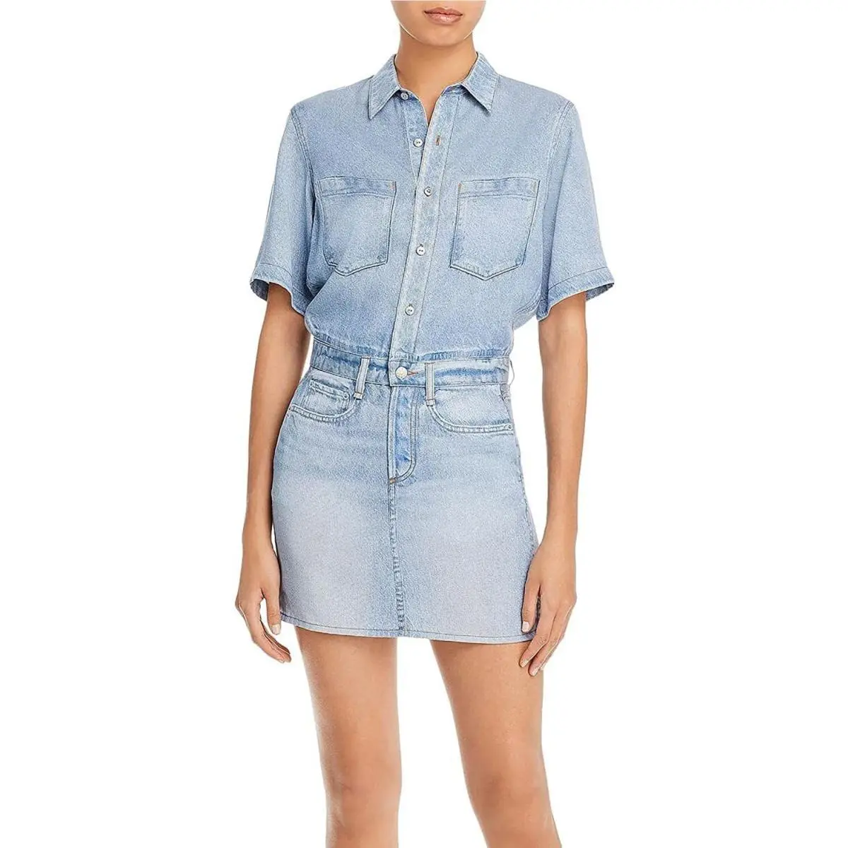 Rag Bone L124711 Liquid Miramar Denim Mini Dress Women`s Size XS