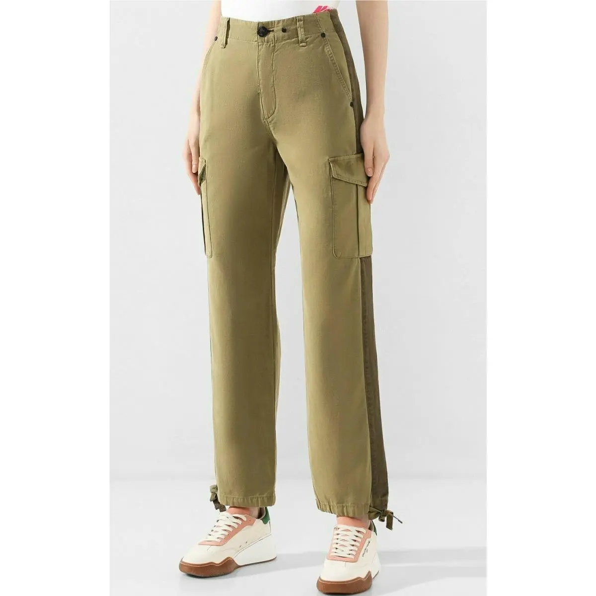 Rag Bone Sz25 High-rise Cargo Straight-leg Twill Jeans Bright Olive by Rag & Bone
