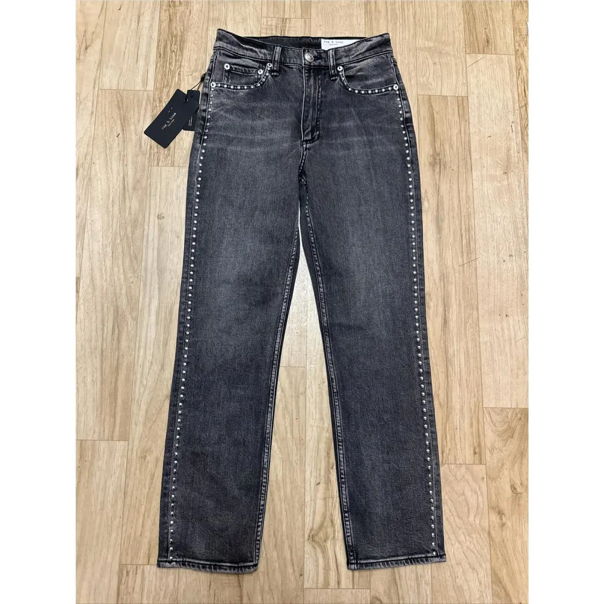 Rag Bone Women’s Wren High Rise Slim Ankle Studded Jeans in Serjewel Sz 25