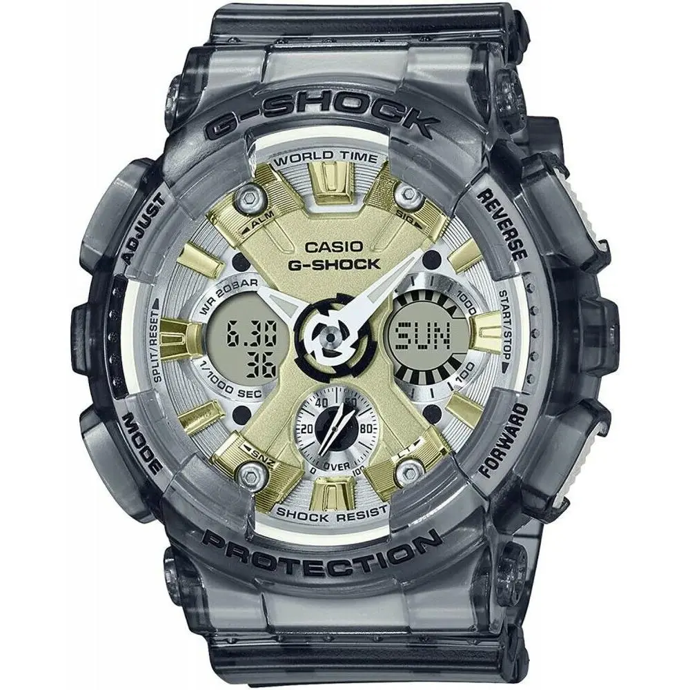 Casio G-shock GMAS120GS-8A Clear Black Analog-digital Limited Watch - Dial: Gray, Band: Clear, Gray, Bezel: Clear, Gray