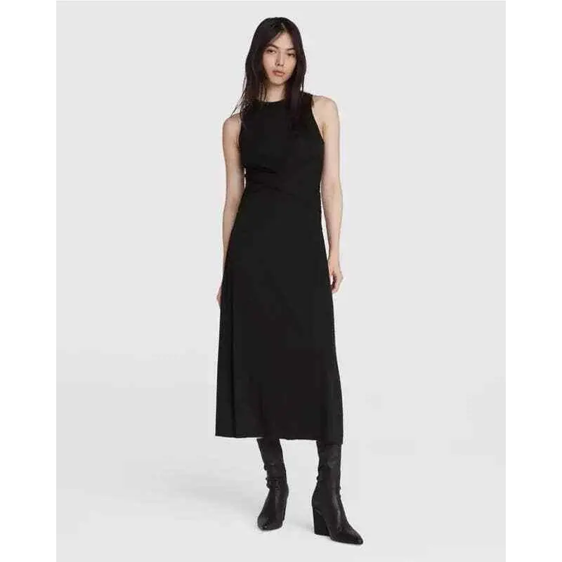 Rag Bone Rose Nylon Wrap Dress Black Women`s Size M