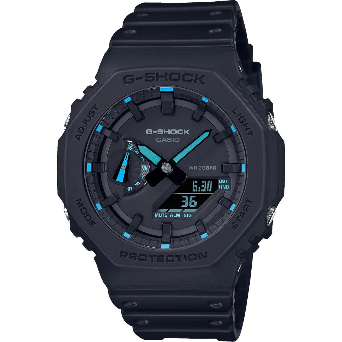 Casio G-shock GA2100-1A2 Black Blue Casioak Analog Digital Men`s Watch