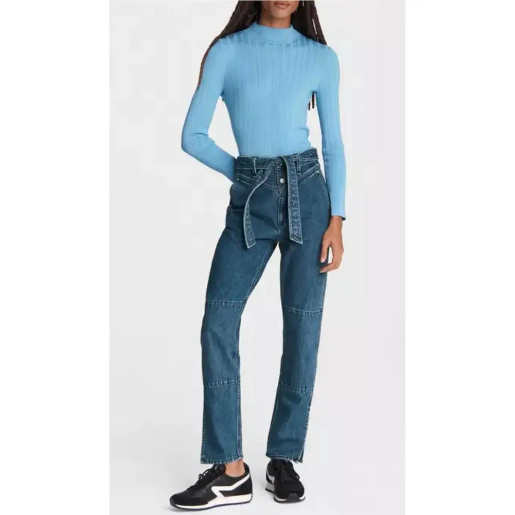 Rag Bone Sz26 Mia Yoke Hi-rise Straight Cotton Jeans Clean Vincent by Rag & Bone